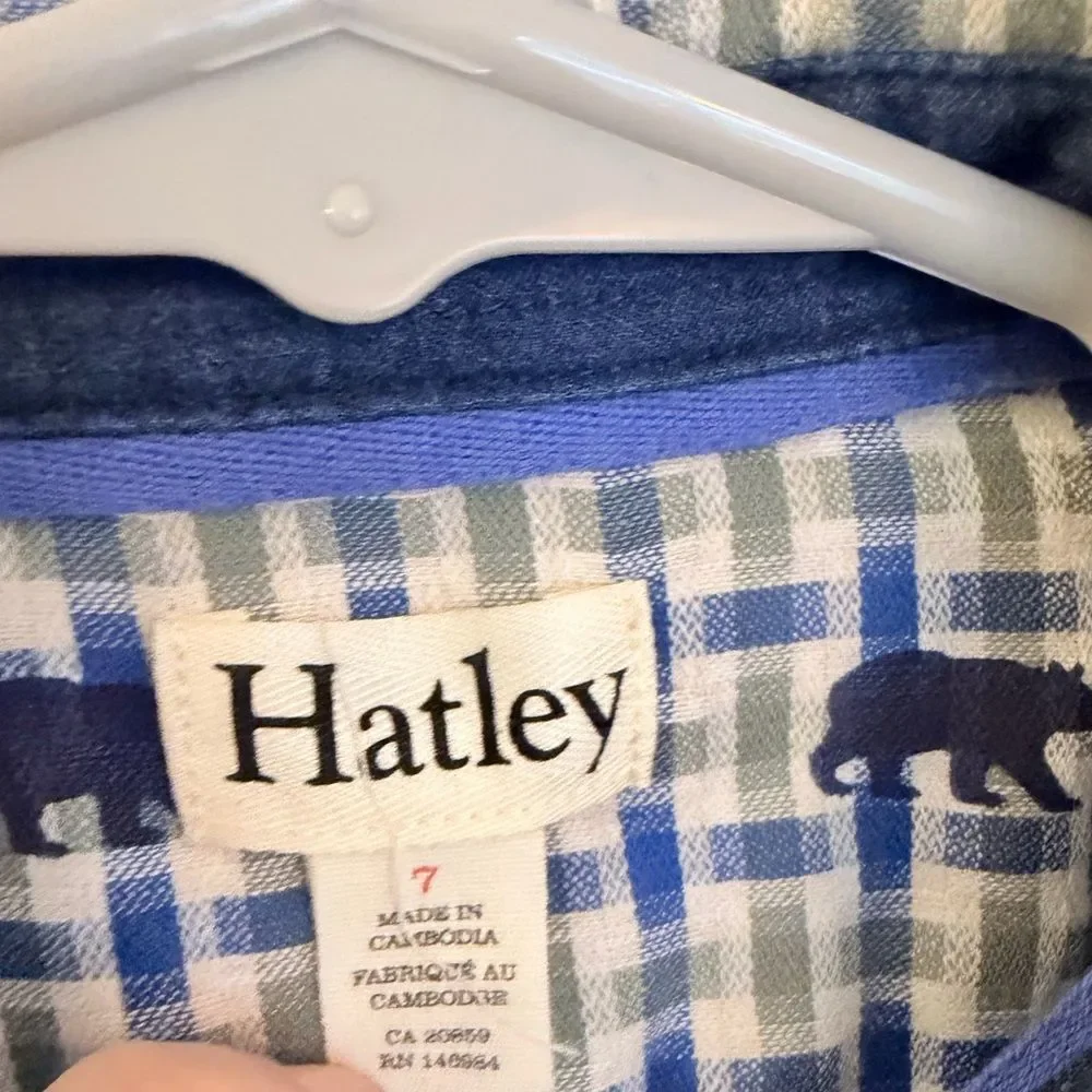 Hatley Boys Gingham Button Down with Bears - Size 7